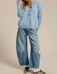 Mimosa - Striped Button Down Knit Cardigan