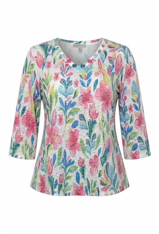 Ethyl - V-neck Button-down Top