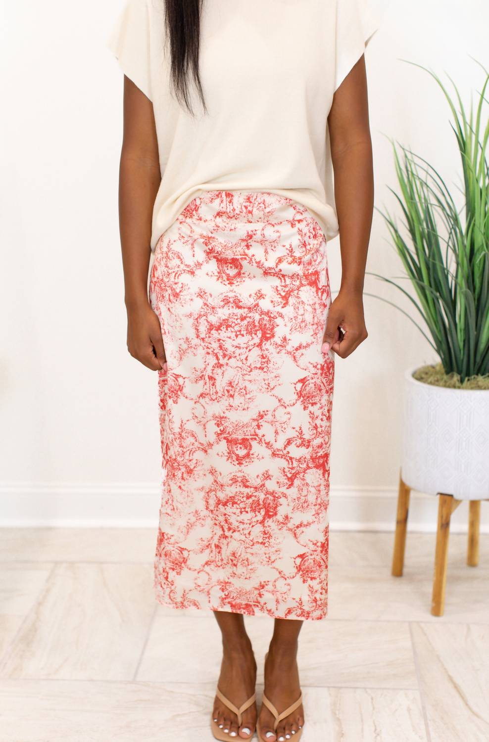Joh Jareth Midi Skirt in red - women's skirt - alternate view