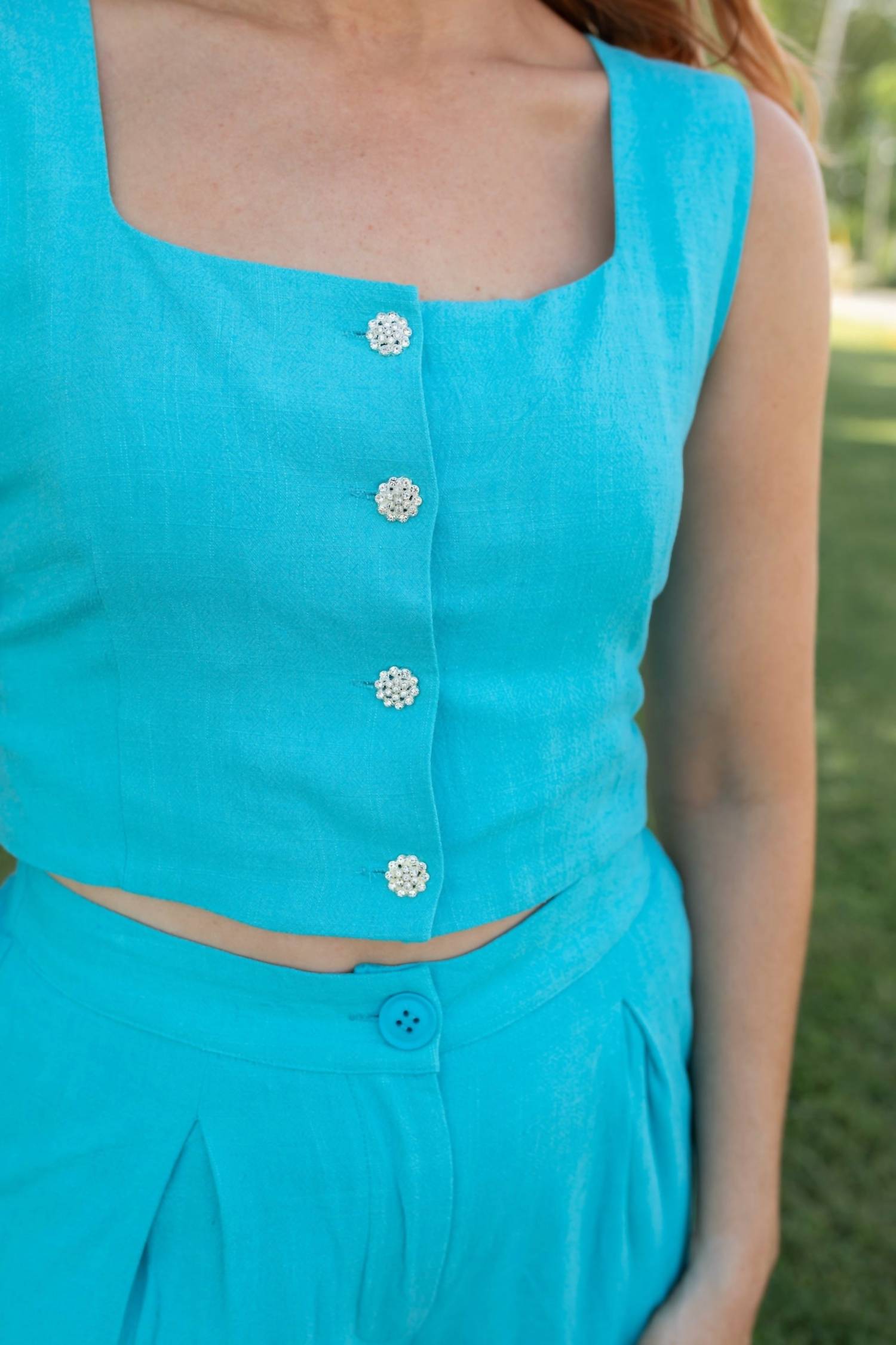 LUMIERE Ocean Breeze Vest and Pants Set in turquoise - women's pants - view 4