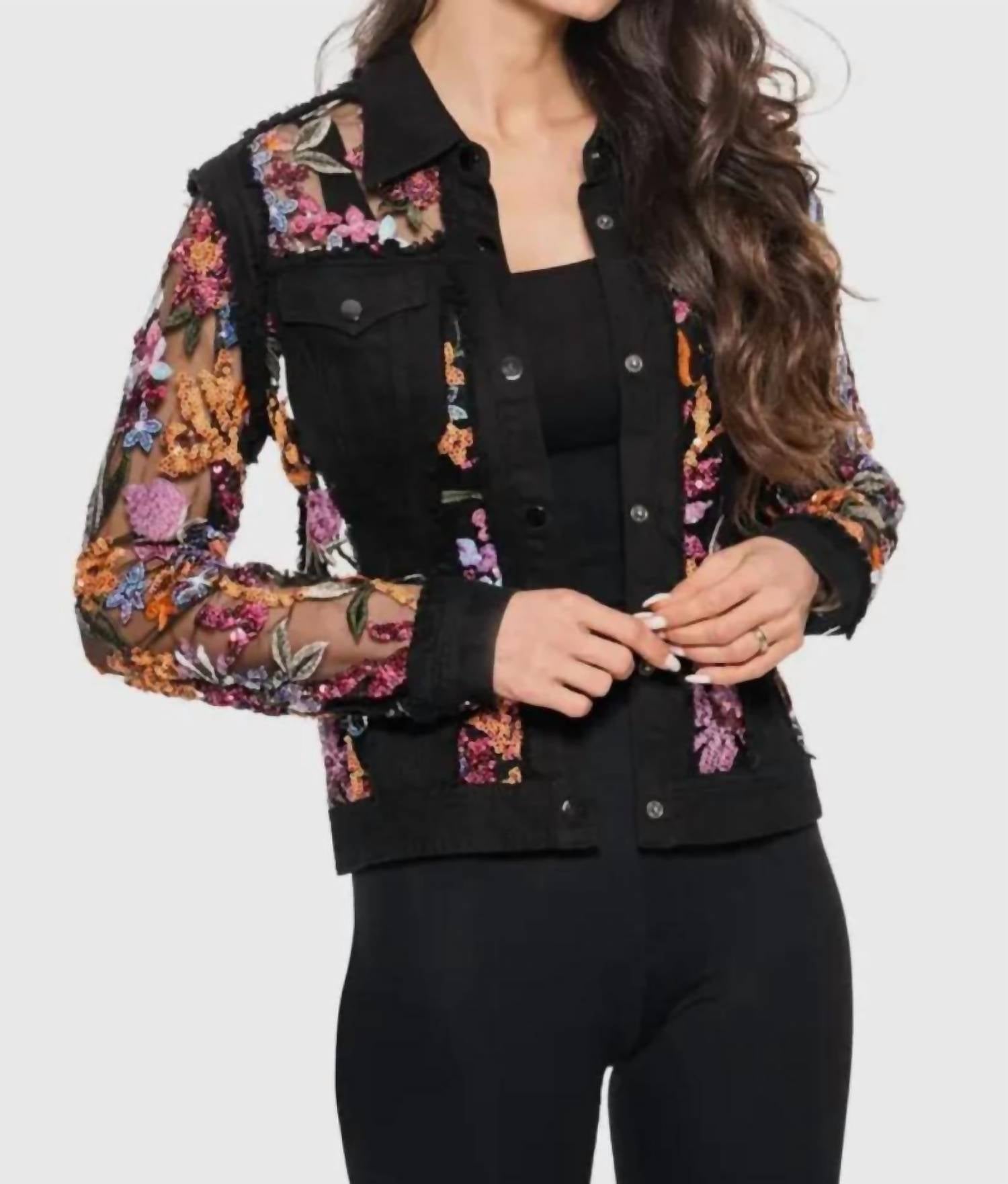 Adore Sequin Garden Jacket in black - women's jacket