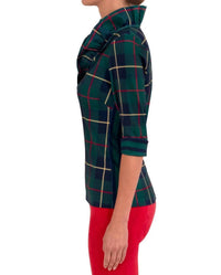 Gretchen Scott - Plaidly Cooper Ruffneck 3/4 Sleeve Top