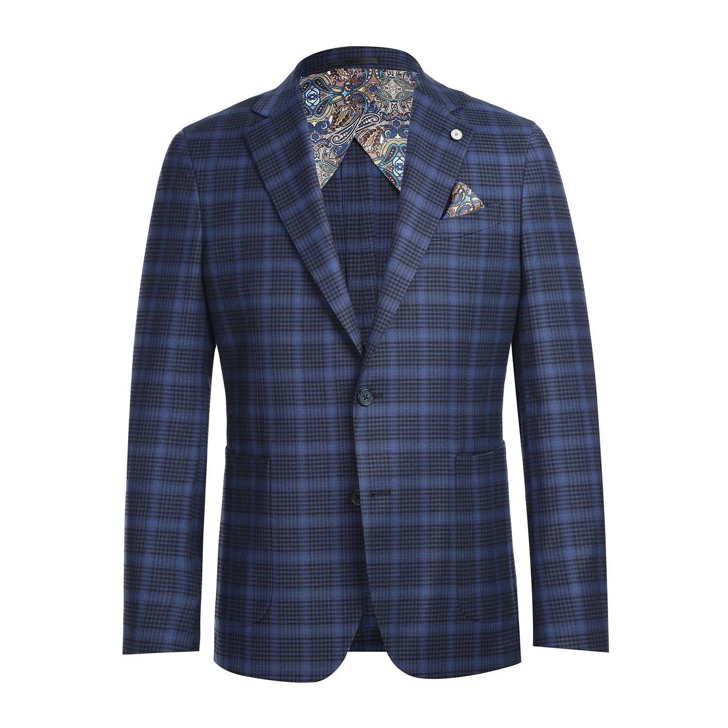 Pelago - Men's Single Breasted Slim Fit Half Canvas Knit Soft Jacket