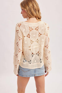 Bluivy - Floral Crochet Long Sleeved Blouse