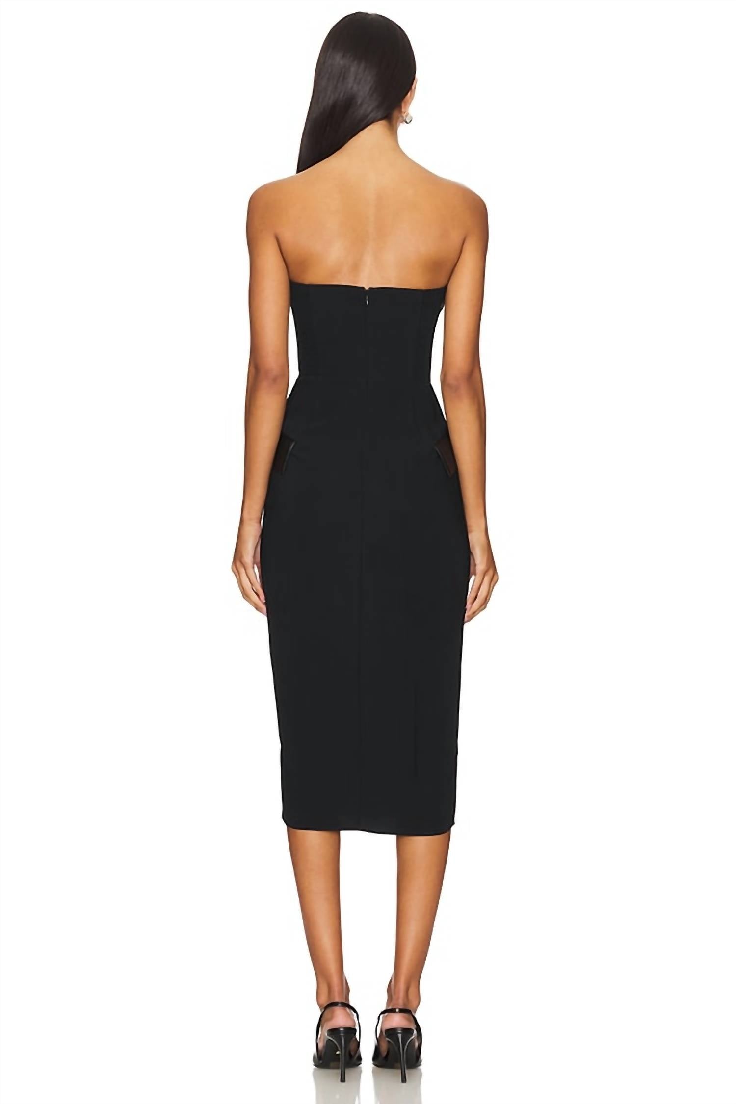 Amanda Uprichard Strapless Cassie Midi Dress in black - women's dress - alternate view