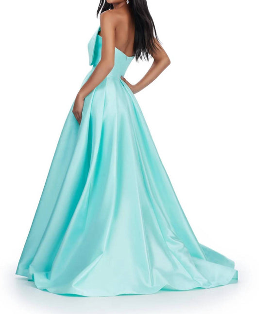 Ashleylauren - V-neck Oversized Bow Prom Ballgown