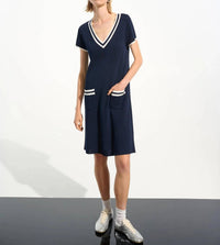 Joseph Ribkoff - Striped Rib Trim A-line Dress