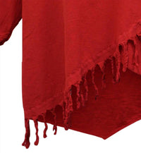 Maria de Guadalajara Women's Fringe Cotton Gauze Top in red - women's blouse - alternate view