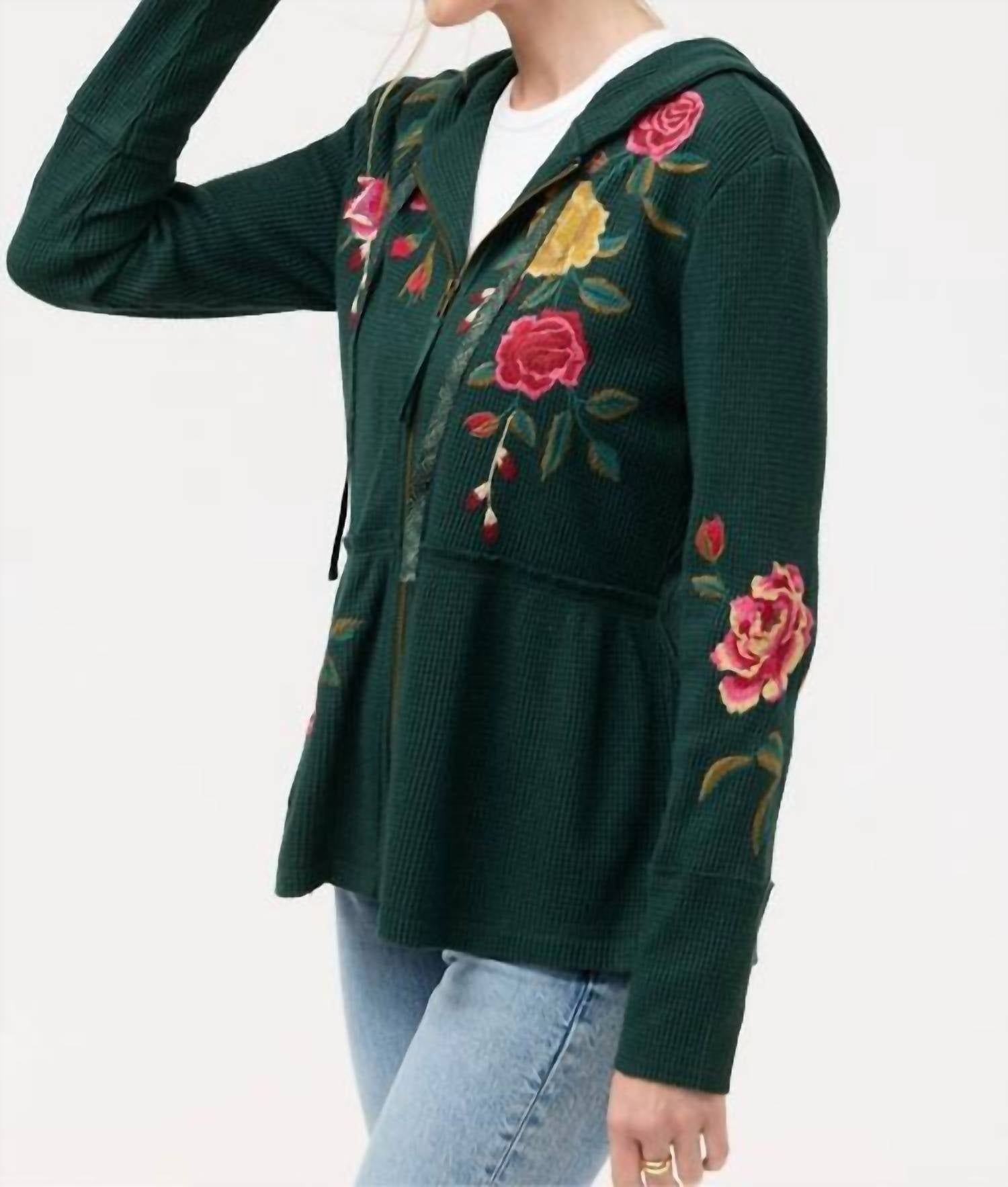 Johnny Was - PEPLUM METALLIC THERMAL HOODIE