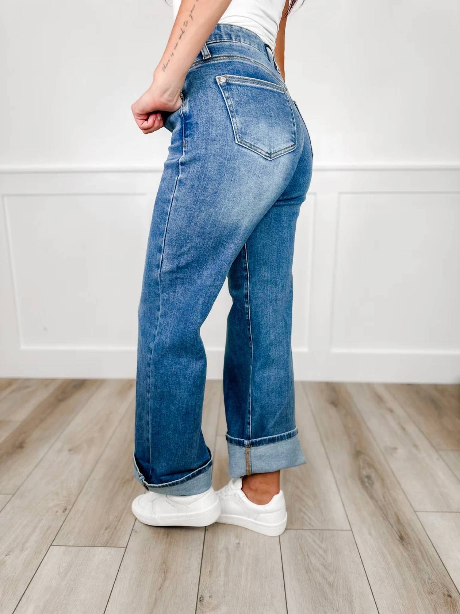 Saige Denim - Makayla Tummy Control Mid-rise Wide Leg Jeans