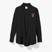 Mercer + Mettle Open Front Sweater Cardigan in black - women's cardigan - detail view