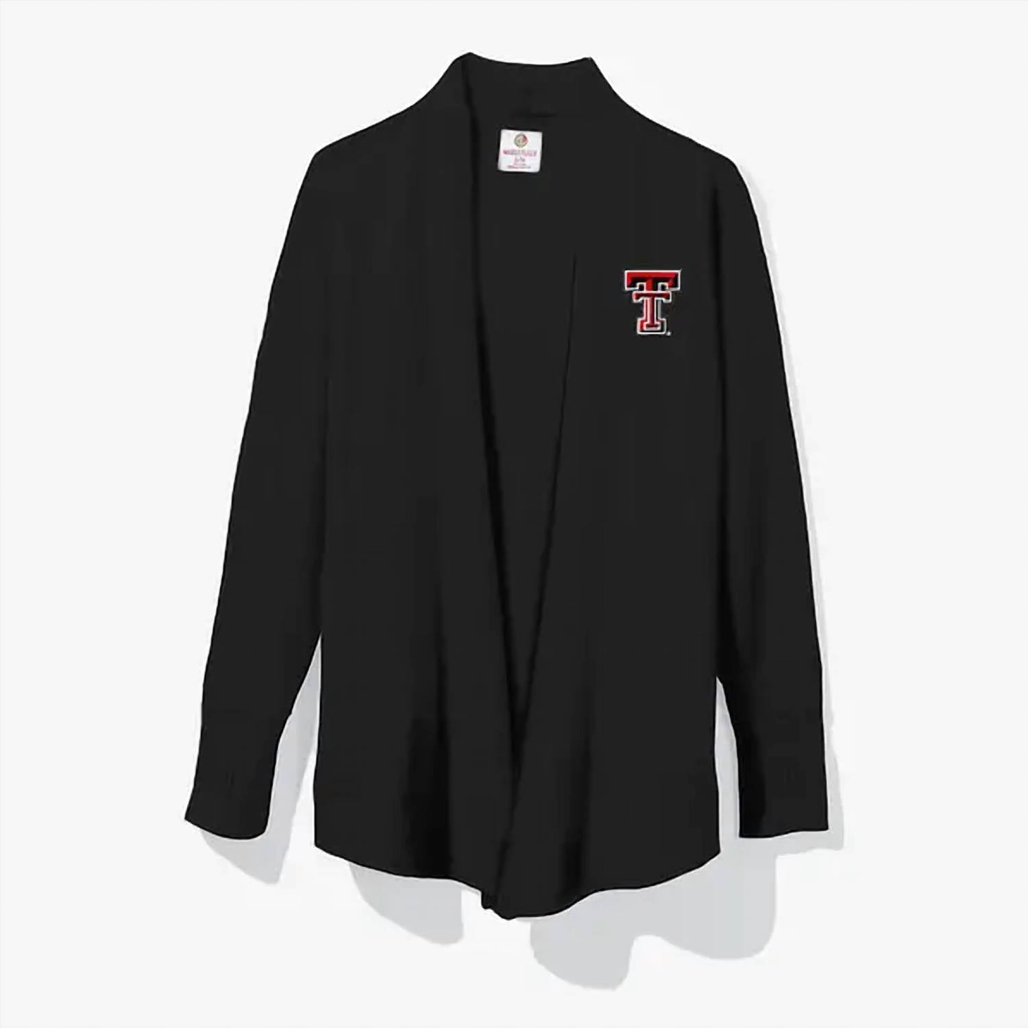 Mercer + Mettle Open Front Sweater Cardigan in black - women's cardigan - detail view