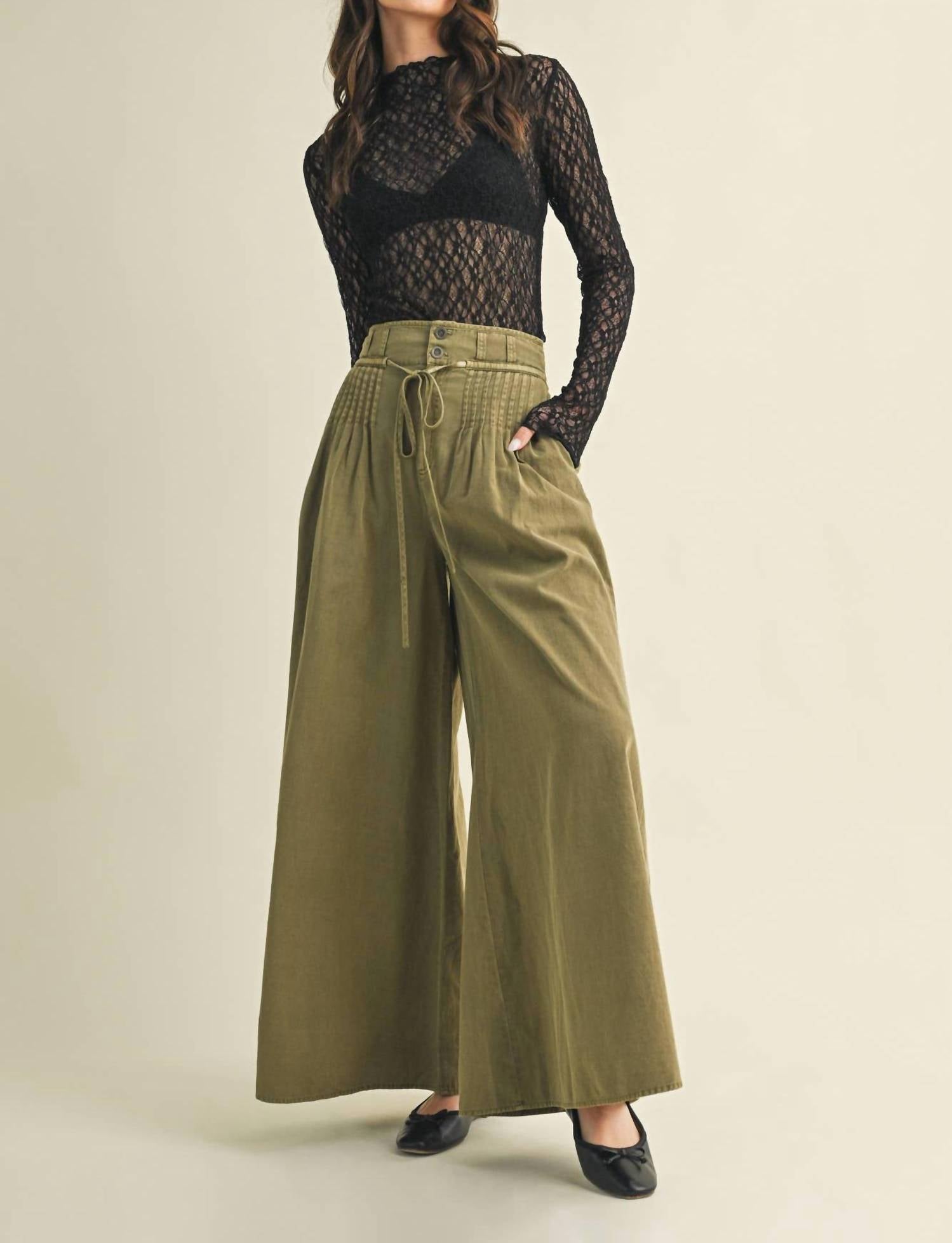 Mustard Seed - The Pintuck Power Wide Leg Pants