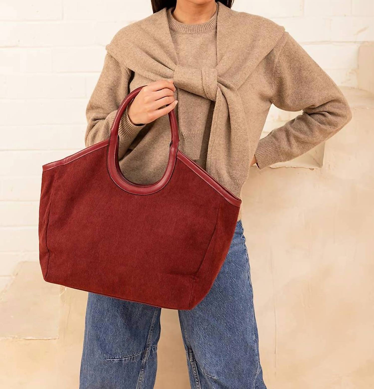 Jen & Co. - Women's Piper Contrast Corduroy Mini Tote Bag