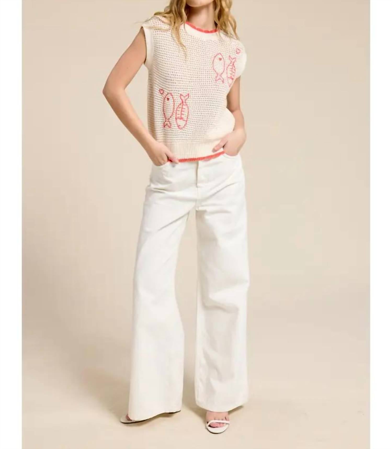 Flat White - Seaside Fish Sleeveless Top