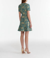 SALONI Callaina Rose Brocade Min Dress in green - women's dress - alternate view