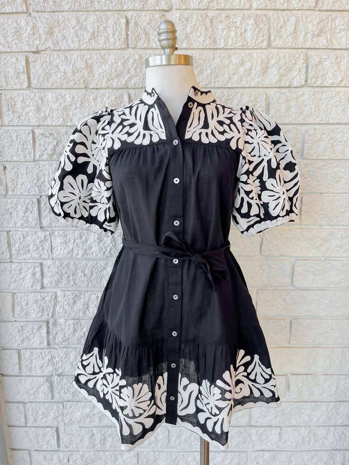 Sea - Women's Agathe Applique Puff Sleeve Mini Dress