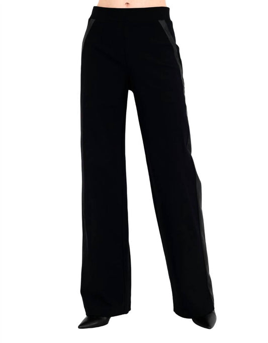 Elaine Kim - Clovis Tech Stretch Slouchy Pants With Vegan Leather Stripe
