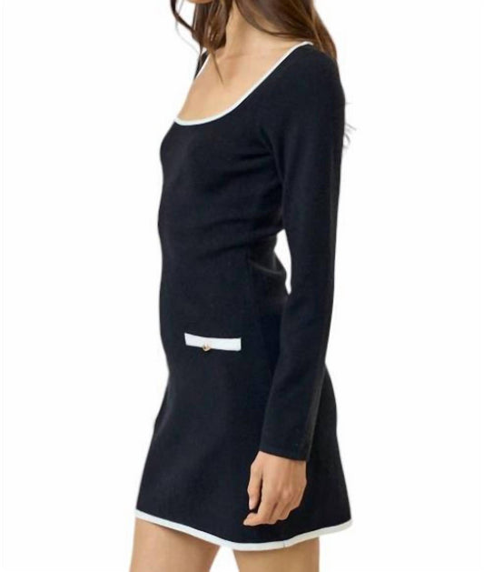 Lalavon - Contrast Detail Sweater Mini Dress