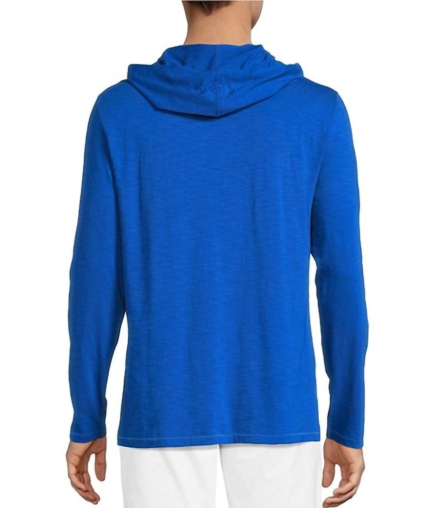 TOMMY BAHAMA Bali Beach Long Sleeve Hoodie in blue splash - men's shirt - detail view