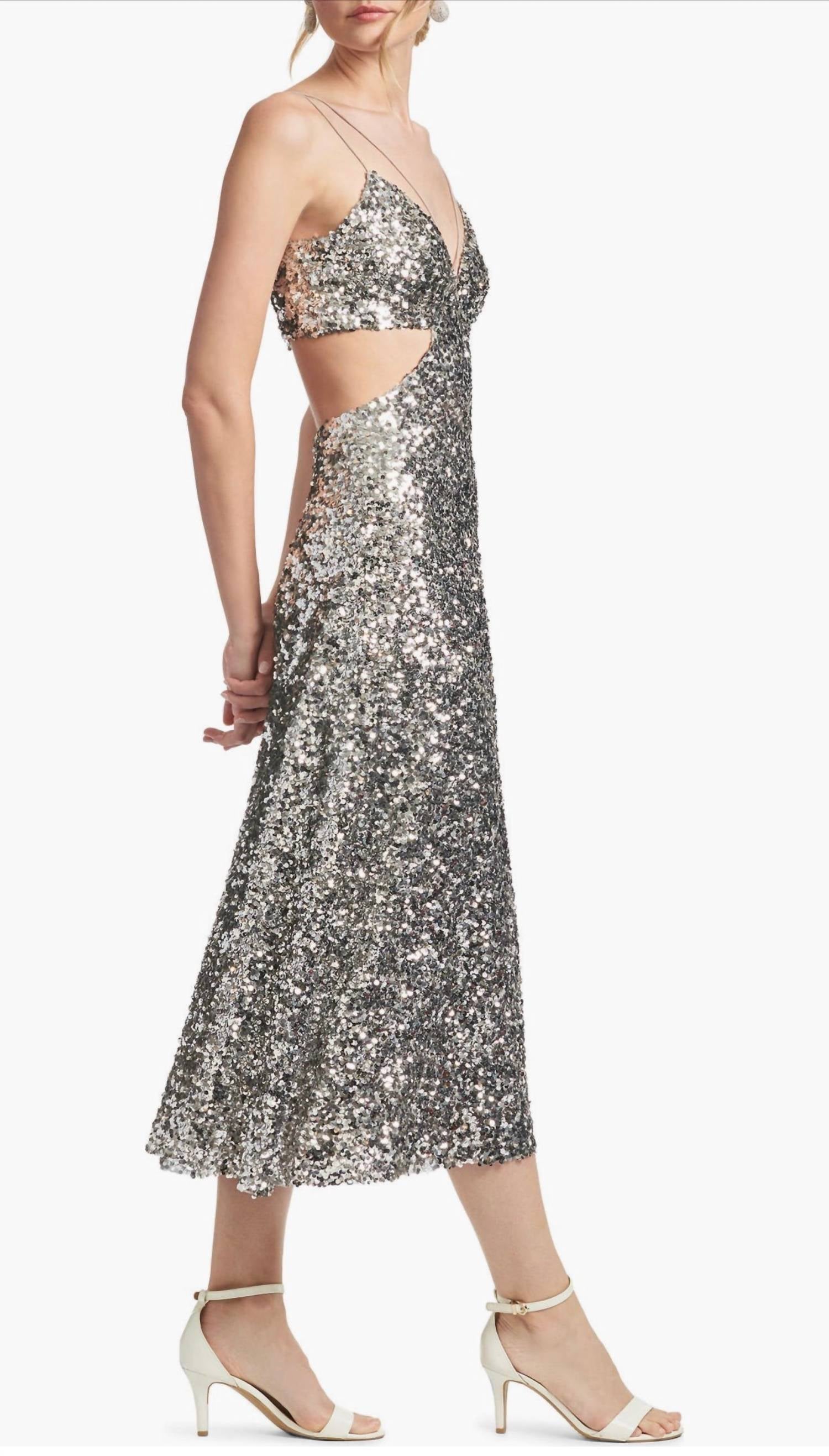 Sachin & Babi - Roux Sequin Cutout Midi Dress