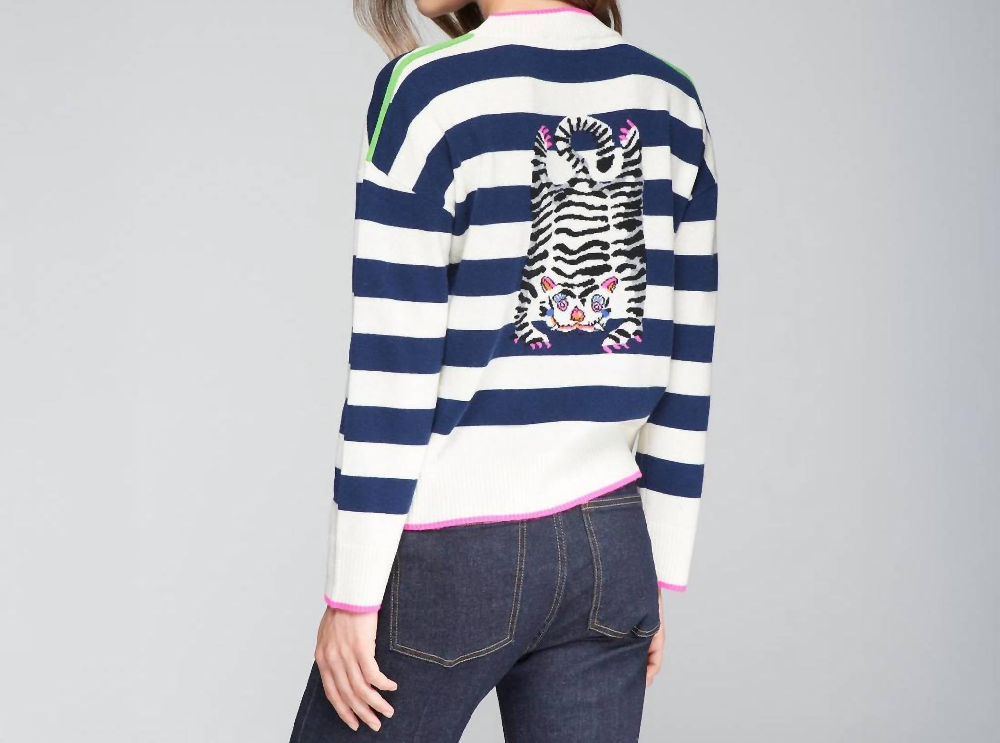 Vilagallo - Fabiola Striped Tiger Crew Neck Sweater