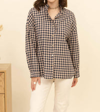 Inspiration Studio - Gingham Ruffle Jacquard Shirt
