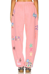 The Mayfair Group Scream Colour Somebody Loves You Sweatpants in pink - women's pants - detail view