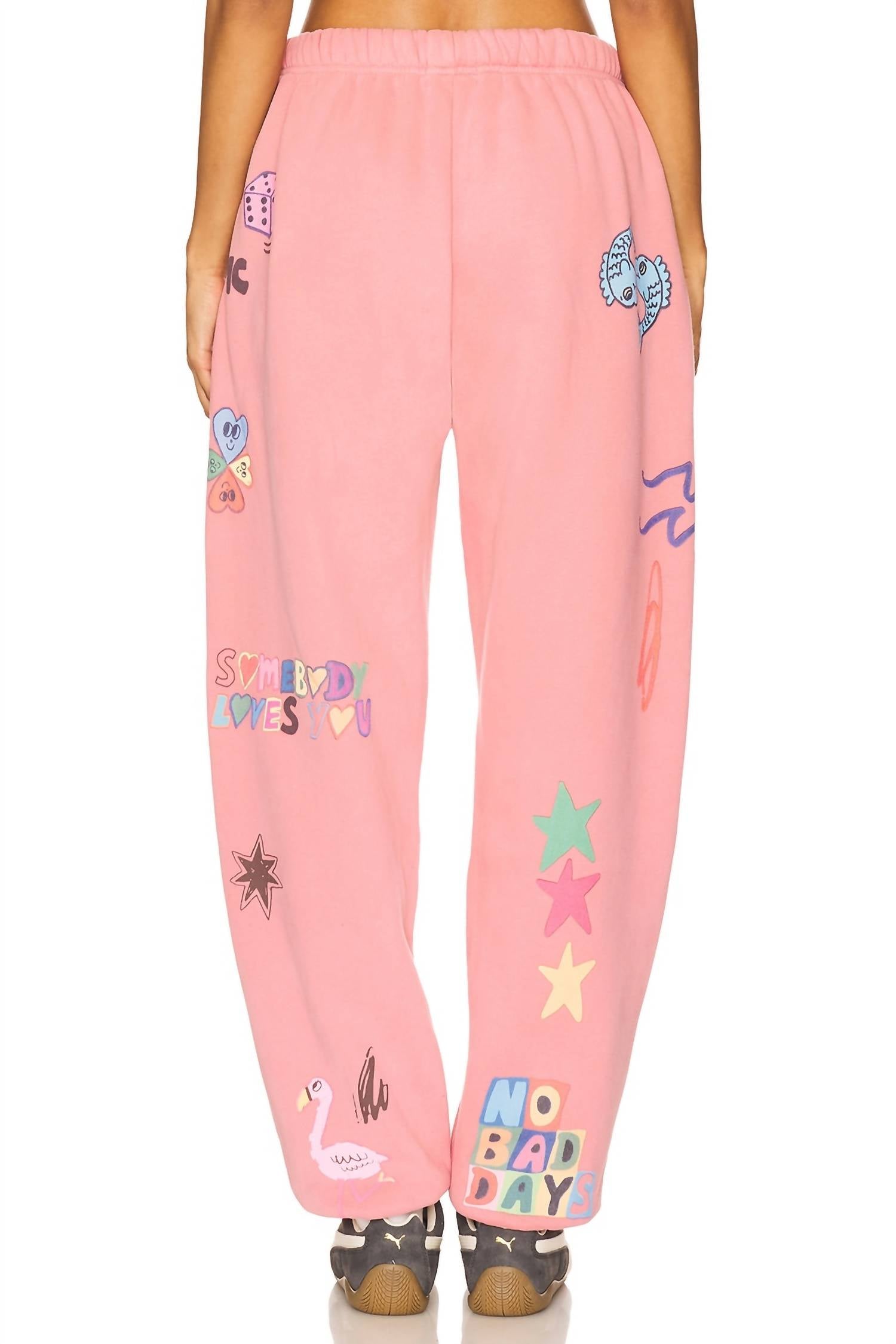 The Mayfair Group Scream Colour Somebody Loves You Sweatpants in pink - women's pants - detail view