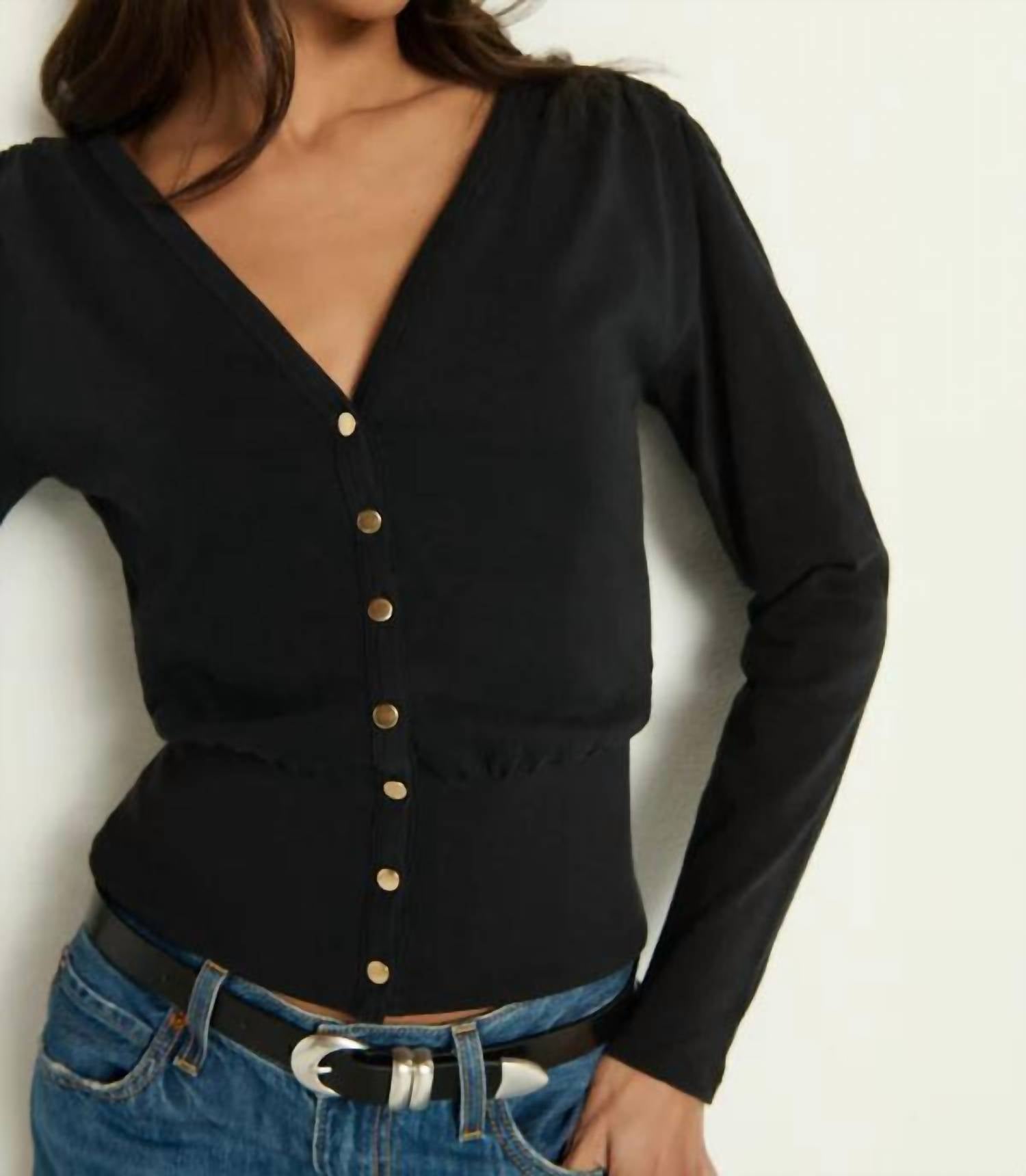 Nation LTD Women's Colette Cardigan in black - women's cardigan - alternate view