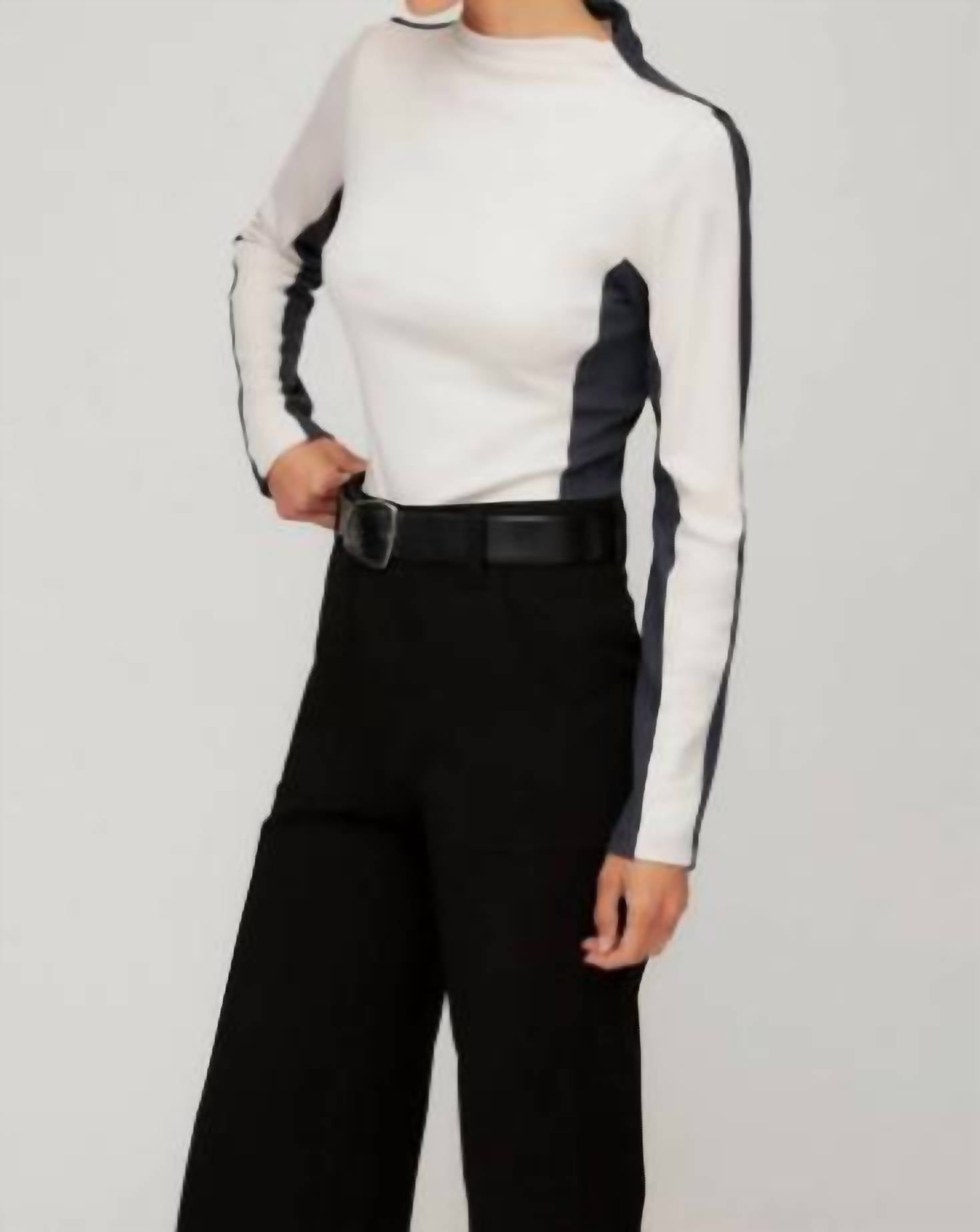 Fifteen Twenty Cass Ponte Colorblock Long Sleeve Top in bone - women's sweater