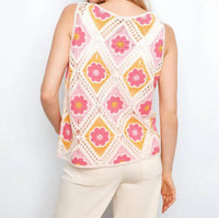 Charlie B - Sleeveless Crochet Cotton Blend Top