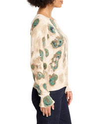 Nic + Zoe Camo Shine Crew Neck Sweater in neutral multi - women's long sleeve top - alternate view