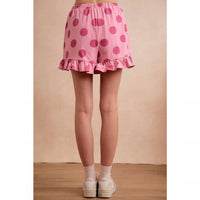 Bibi - Polka Dots Printed Ruffled Detail Top And Shorts Set