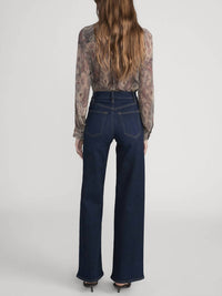 FRAME Le Slim Palazzo Pant Jeans in fairway - women's jeans - detail view