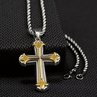 Twister Cowboy Hats Men's Cross Necklace in silver gold - men's jewelry - detail view