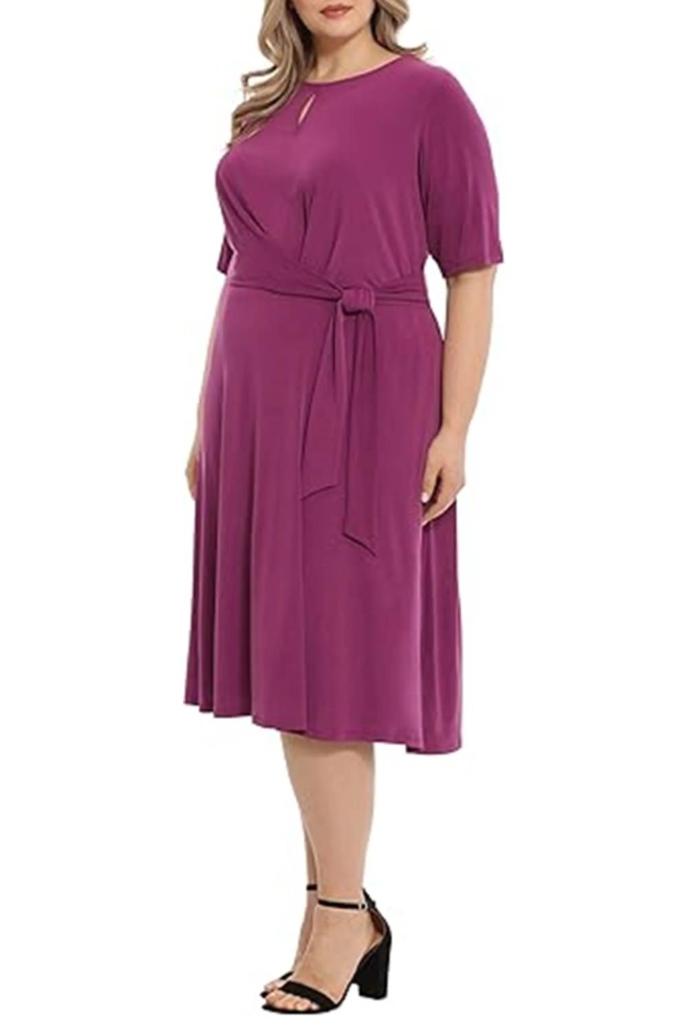 London Times - Keyhole Detail A-line Midi Dress