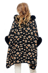Pine Apparel - Leopard Faux Fur Hoodie Cape