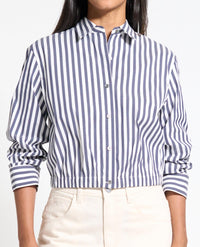 Theory - Stripe Cropped Button-front Shirt
