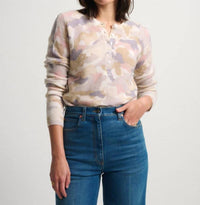 White + Warren - Cashmere Camo Waffle Henley Tee