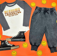 Tiny Whales - Kid's Thankful Long Sleeve Raglan Tee