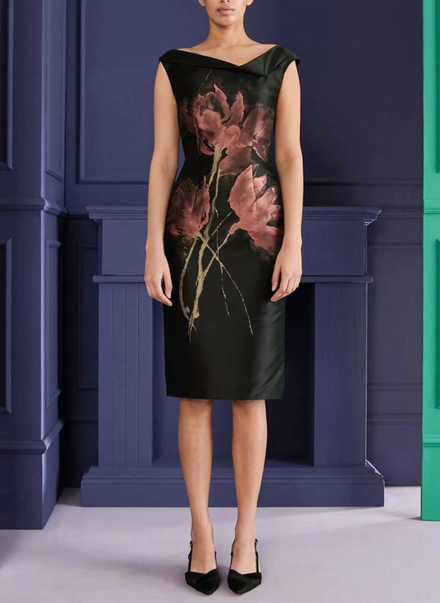 Talbot Runhof - Floral Jacquard Dress With Coat