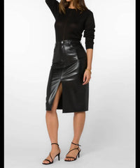 Velvet Heart - Rocky High Rise Faux Leather Midi Skirt