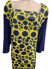 Michael K Women's Rhinestone Dot Print Dress - Plus in yellow - women's dress - detail view