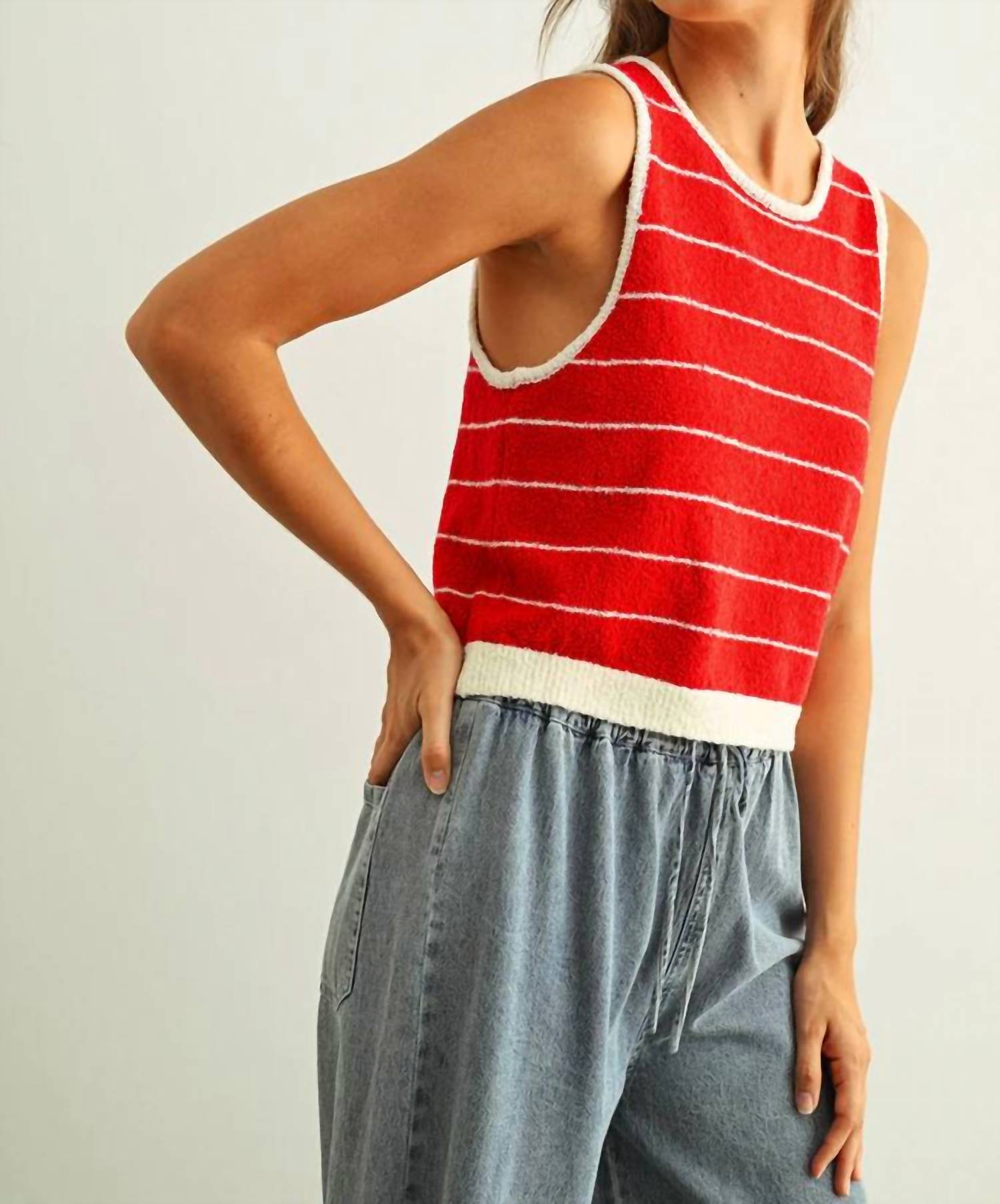 Miou Muse - Striped Knit Top