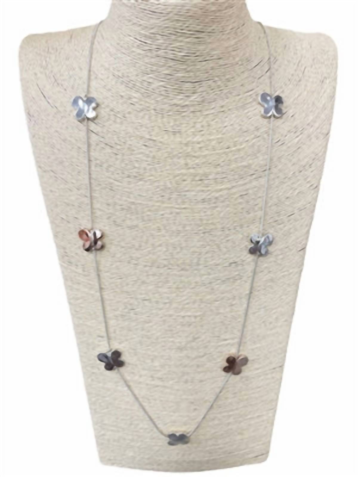 All That Glitterz - Women's Flower Design Long Necklace