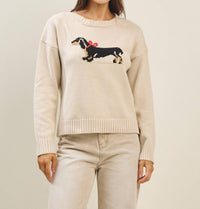 ABLE Bow Dog Sweater in beige - women's sweater
