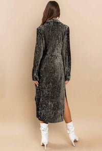 Ces Femme - Mena Metallic Open Front Tie Long Duster