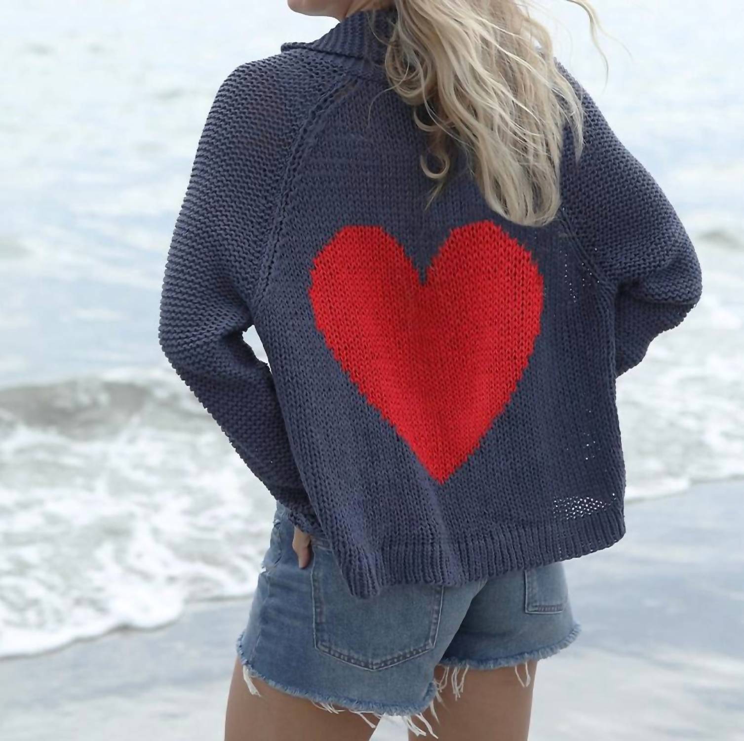 Wooden Ships - Heart Back Chunky Cotton Cardigan