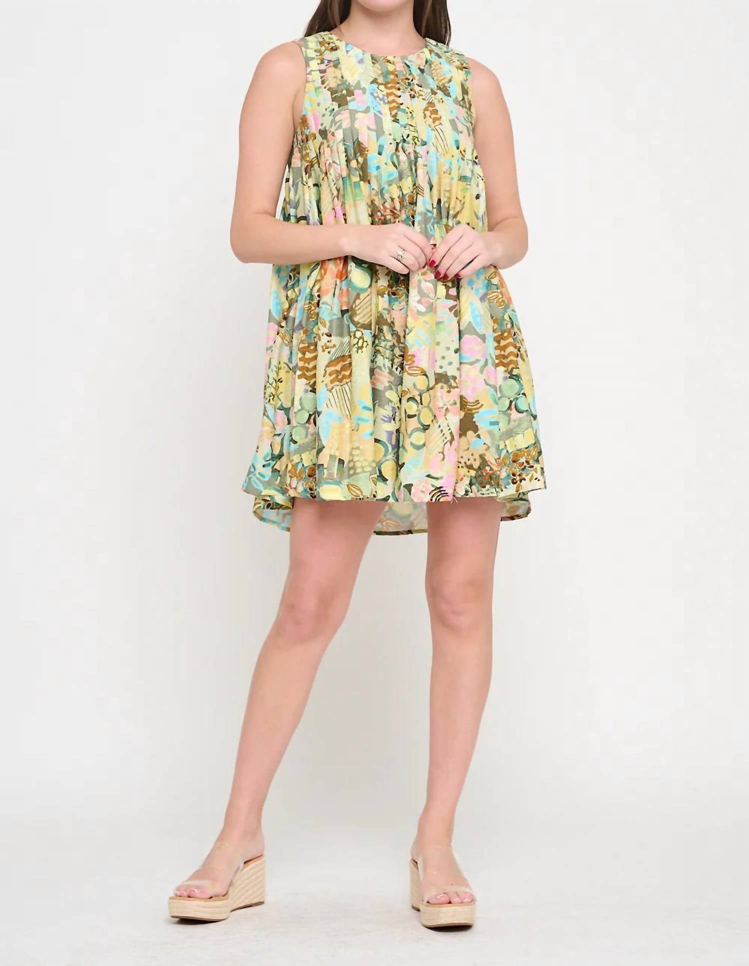Meet Me In Santorini - Whispering Meadow Pleat Dress